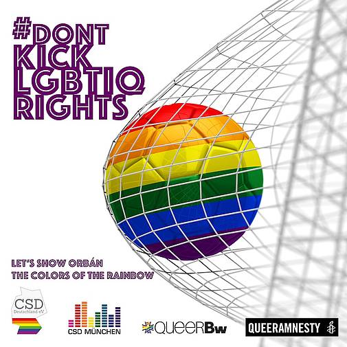 Solidarität mit LGBTI in Ungarn beim EM-Spiel Ungarn-Deutschland © CSD Deutschland