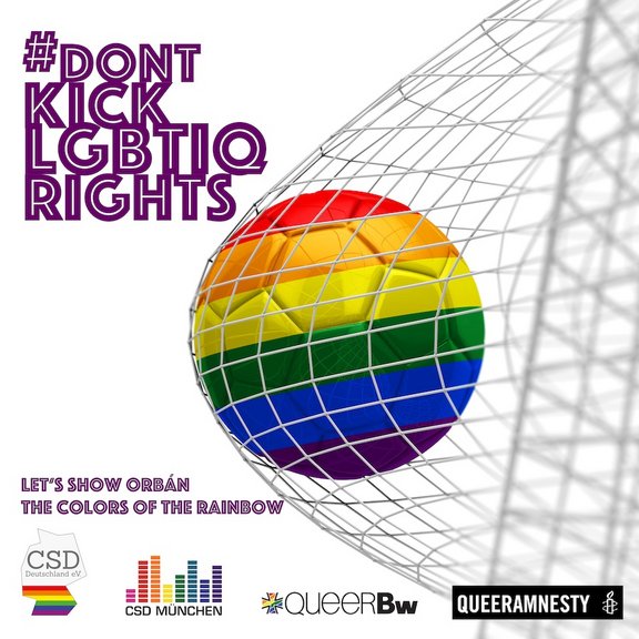 Solidarität mit LGBTI in Ungarn beim EM-Spiel Ungarn-Deutschland © CSD Deutschland Solidarität mit LGBTI in Ungarn beim EM-Spiel Ungarn-Deutschland © CSD Deutschland