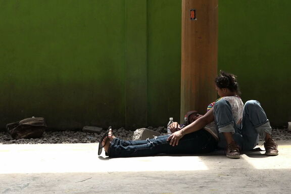 Migrantenpaar in Tenosique, Mexiko Migrantenpaar in Tenosique, Mexiko