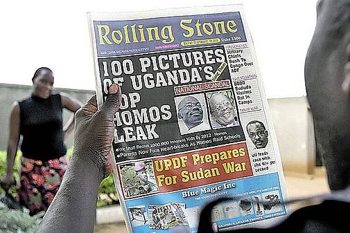 Rolling Stone in Kampala mit den Bildern der 100 "Top-Homos"