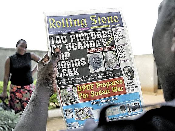 Rolling Stone in Kampala mit den Bildern der 100 "Top-Homos"